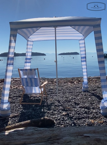 Beach Cabana | Sun Shade | Sun Tent | Beach Umbrella | Blue and White Stripes